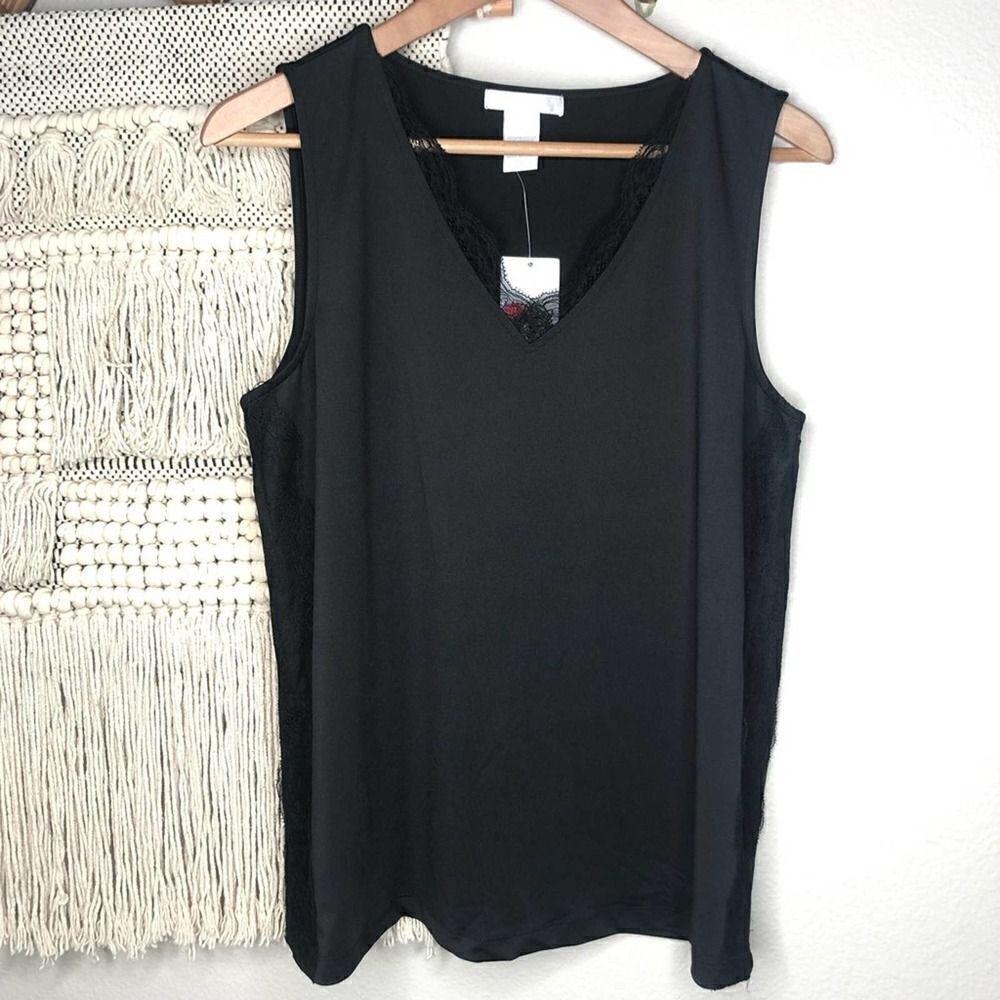 Design History Black Lace Trim Top